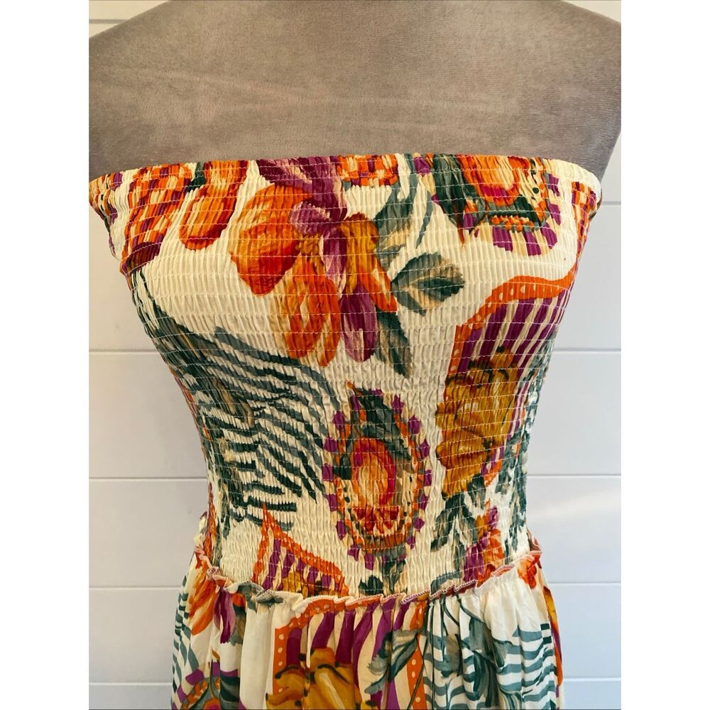 Abel the Label fruit print floral maxi dress strapless tube top, size XS NWOT - Picture 2 of 9